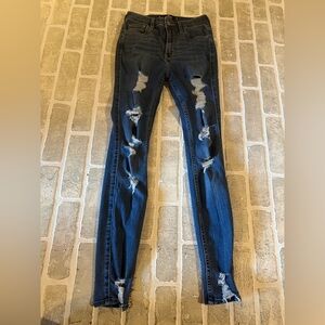 Hollister Dark Blue Distressed Skinny Jeans